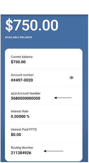 Mobile Banking account information screenshot
